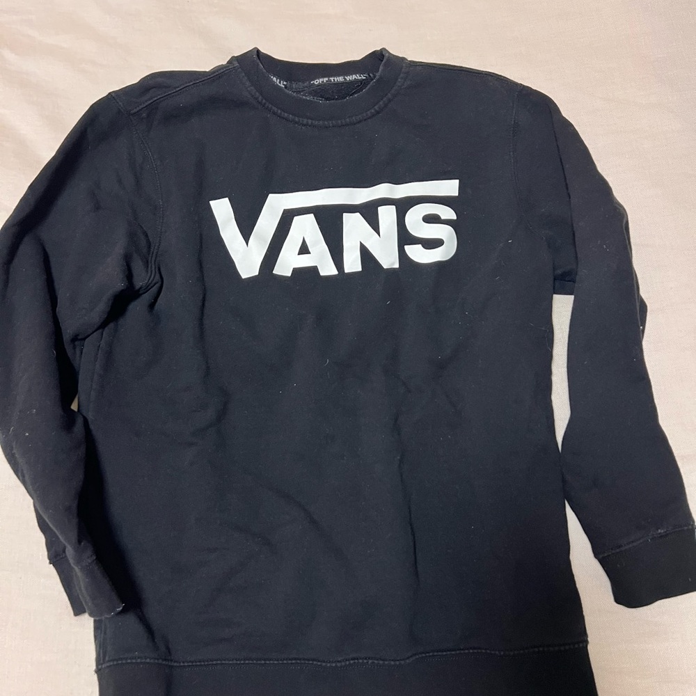 Vans Men's Black and White Crewneck Sweater